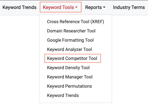 Keyword Tools - Competitors Tool