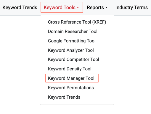 Keyword Tools Menu