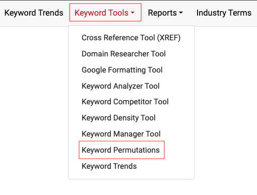 Keyword Tools Menu